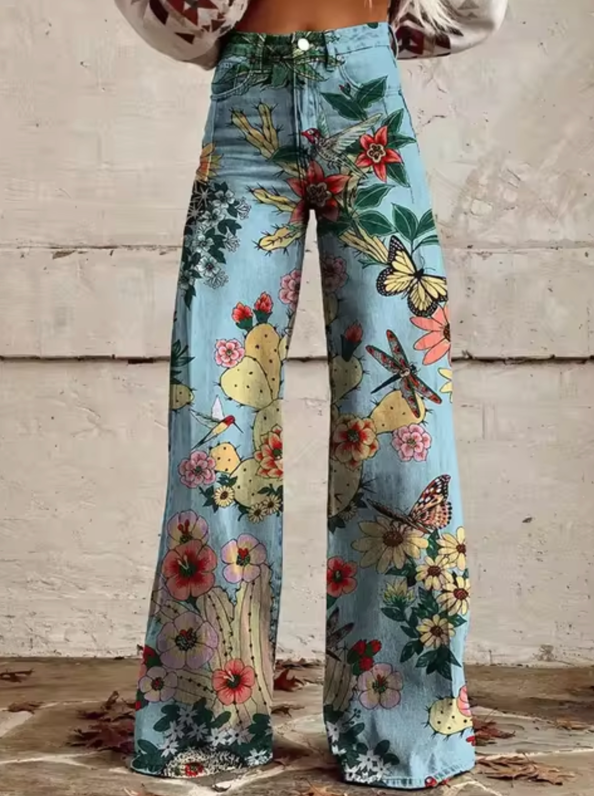 Sophie | Vibrantly Printed Wide-Leg Trousers