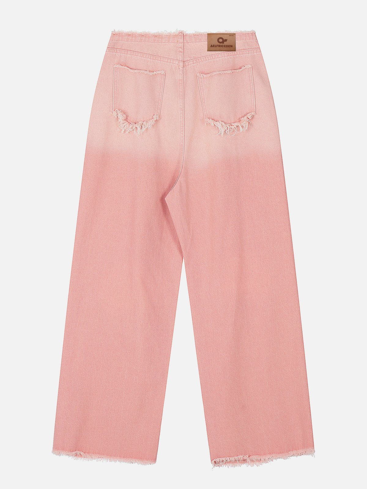 Beatrice | Relaxed Fit Jeans with Fringe and Letter Details