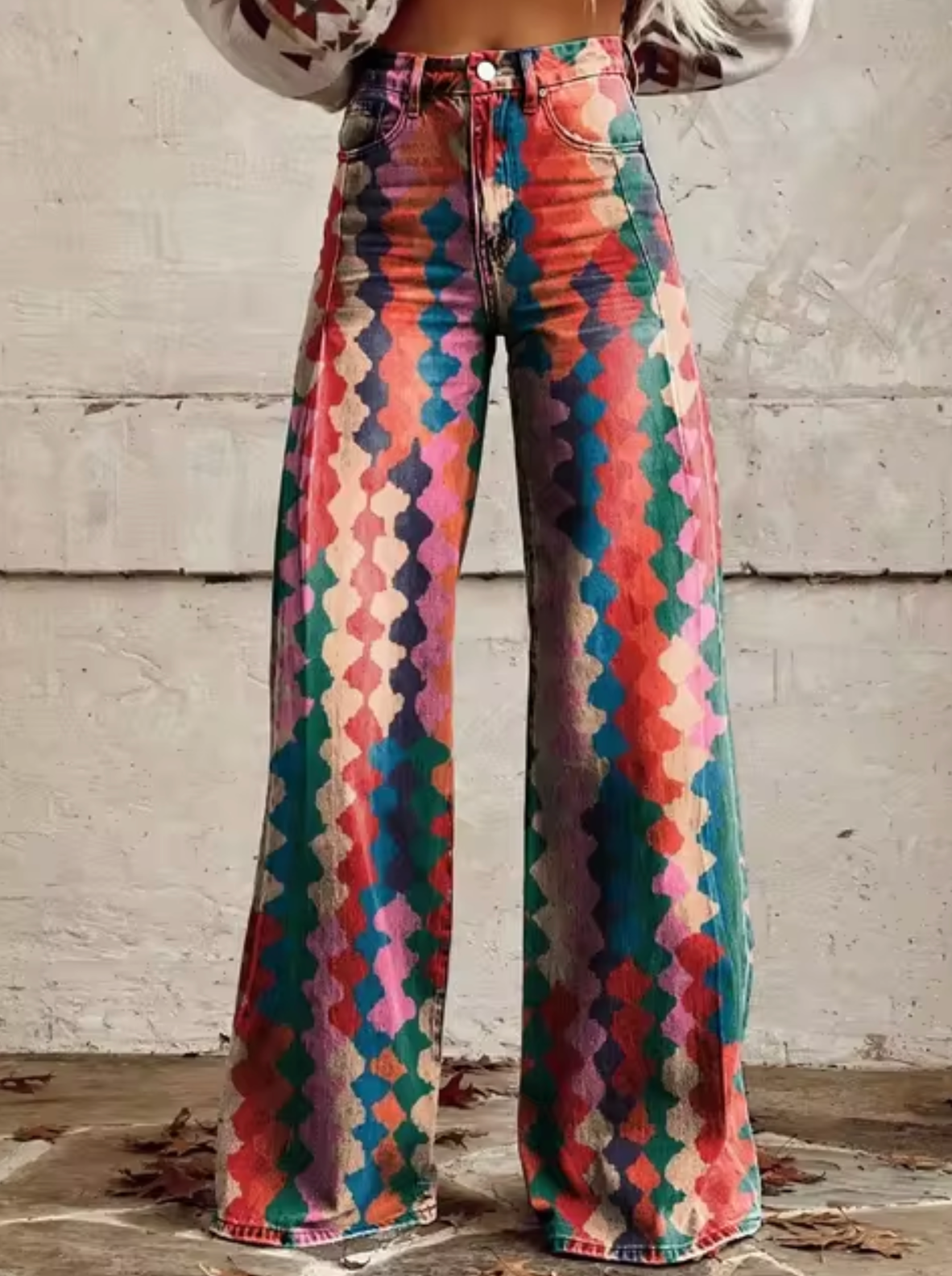 Sophie | Vibrantly Printed Wide-Leg Trousers