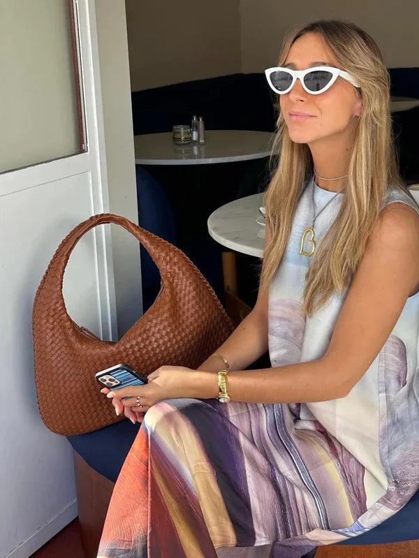 Vegan Leather Woven Handbag