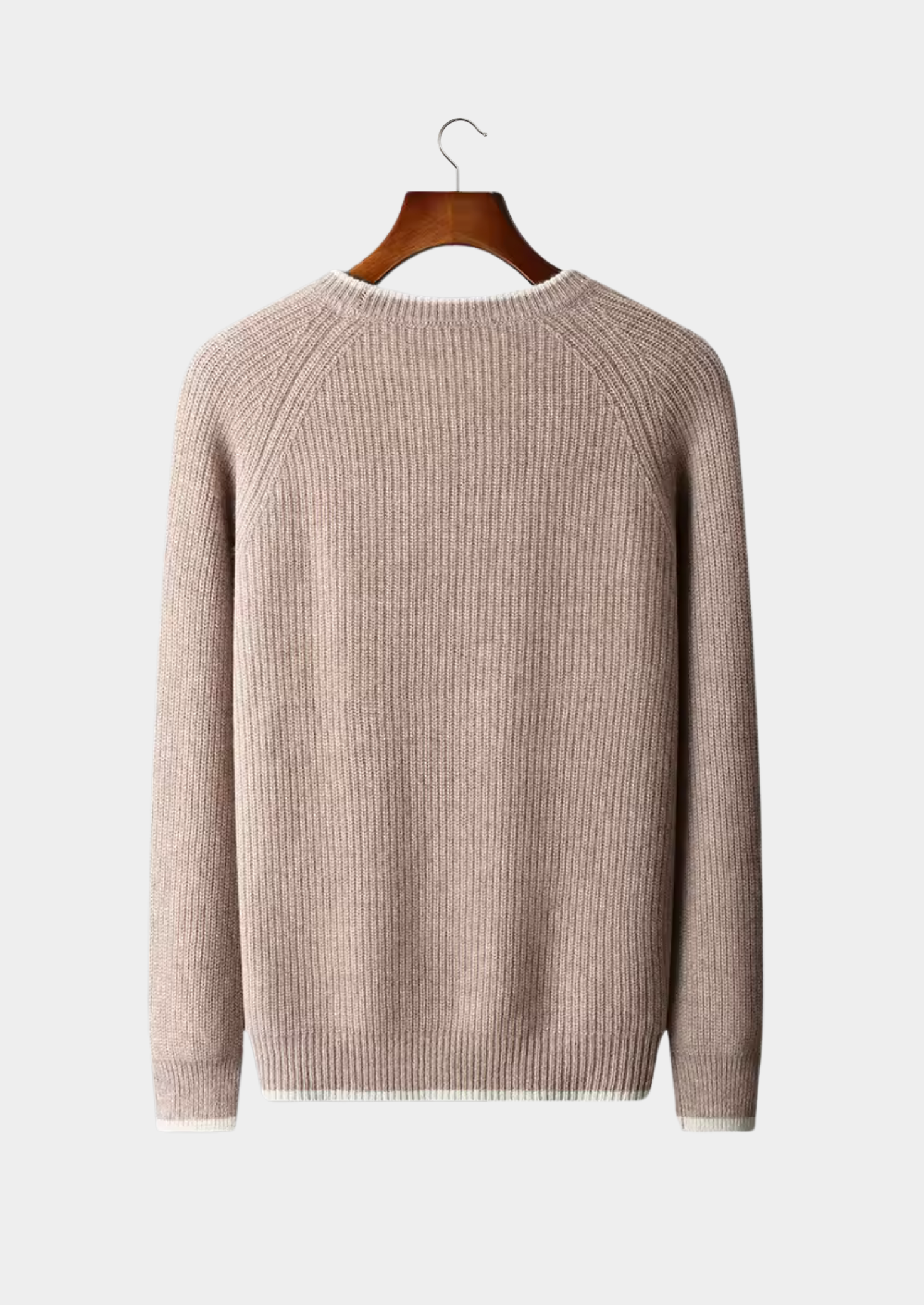 Premium Extra-Fine Merino Wool Two-Tone Crew Neck Sweater