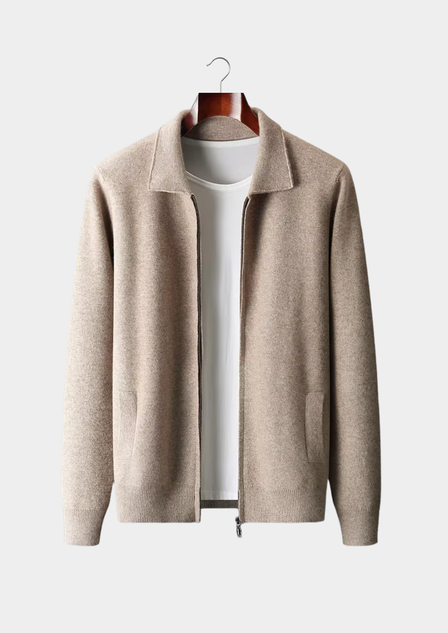 Premium Extra-Fine Merino Wool Zip Polo Cardigan
