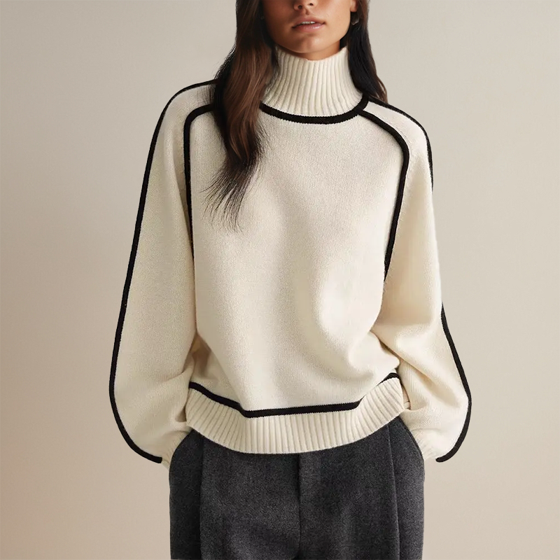 Cozy Striped Turtleneck Sweater for Women