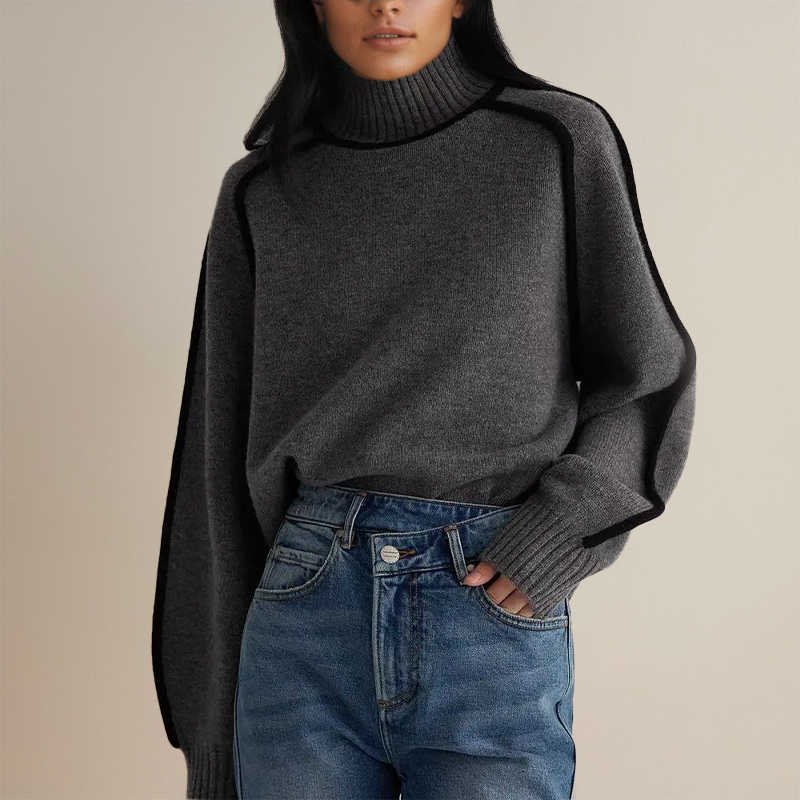 Cozy Striped Turtleneck Sweater for Women