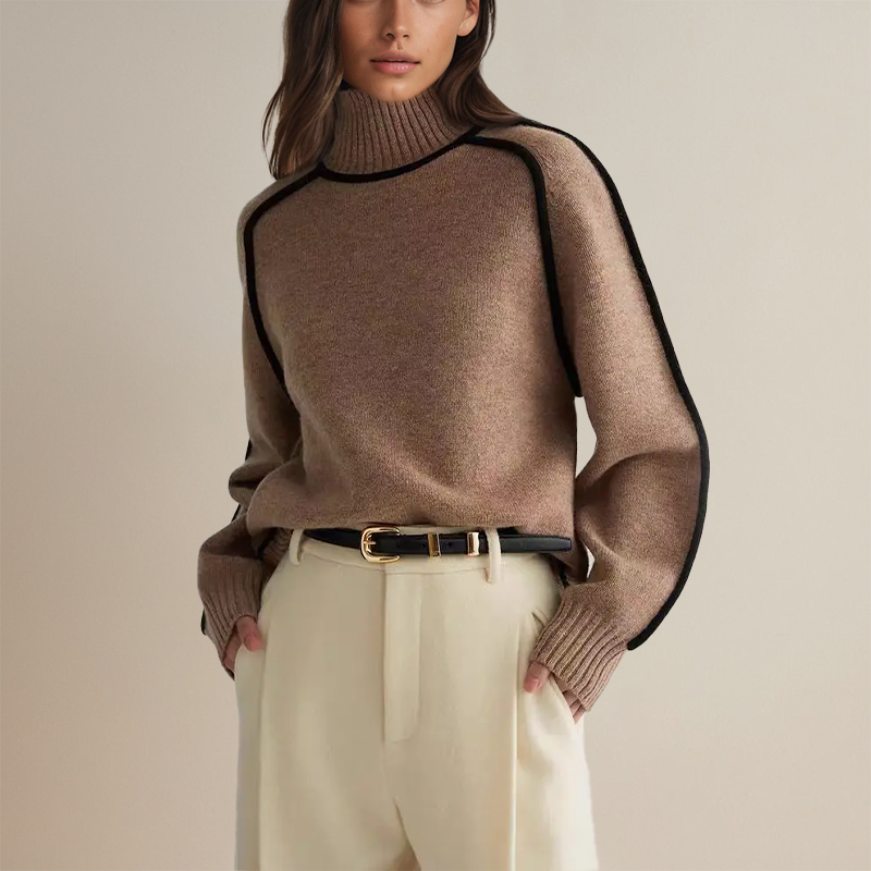 Cozy Striped Turtleneck Sweater for Women