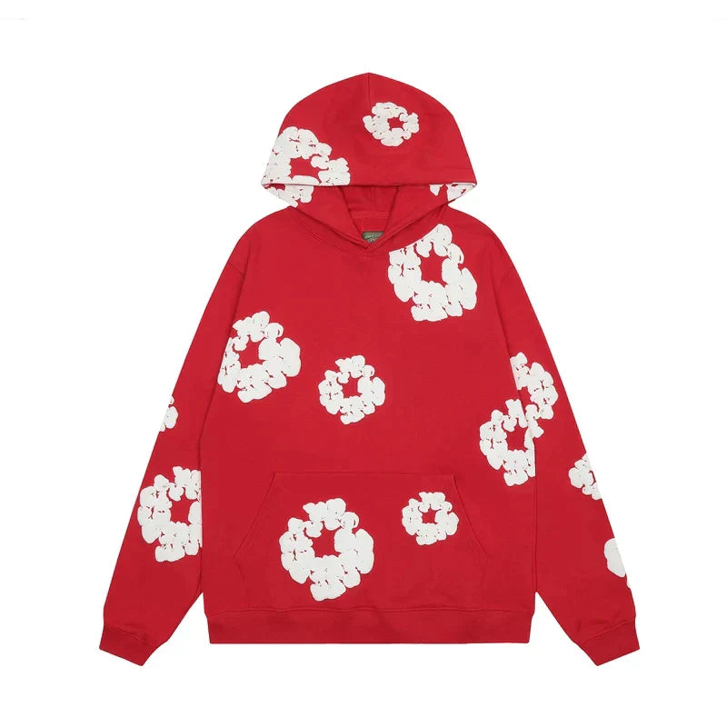 Declan | Floral-Printed Denim Hoodie with Attached Hood