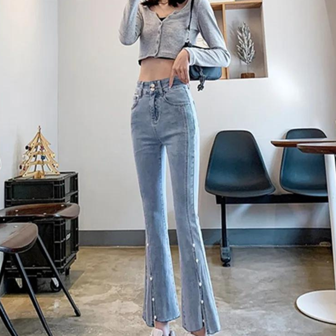 Delinda | Pearl-Patterned Jeans