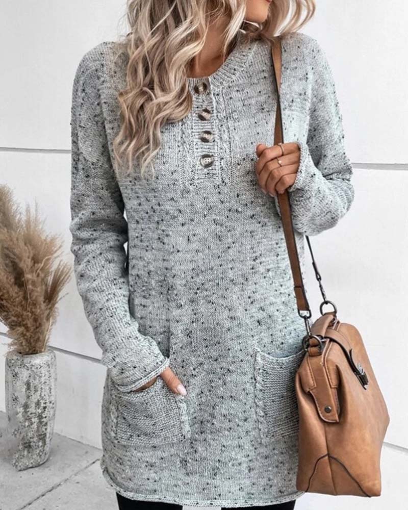 Deqa | V-Neck Long Jumper with Pockets