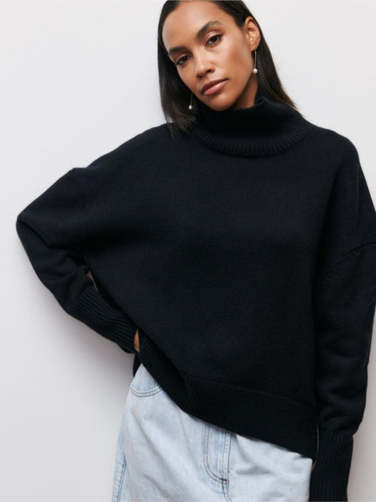Split-Design Chunky Knit Sweater