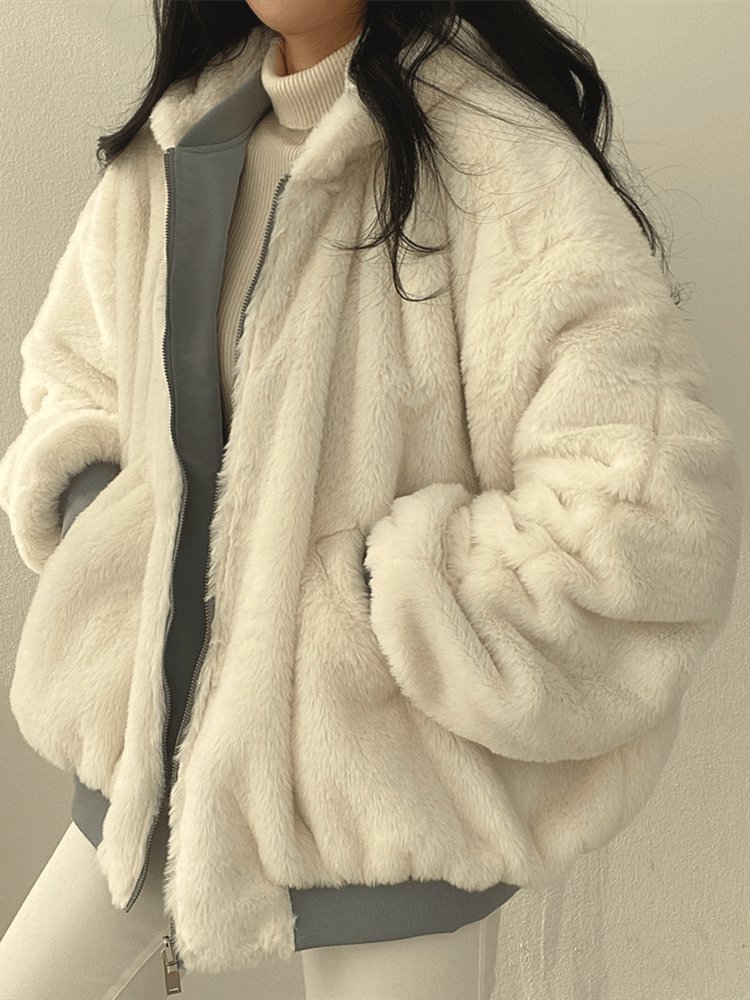 Oversized Women's Teddy Bomber Jacket