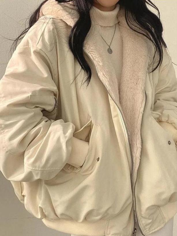 Oversized Women's Teddy Bomber Jacket