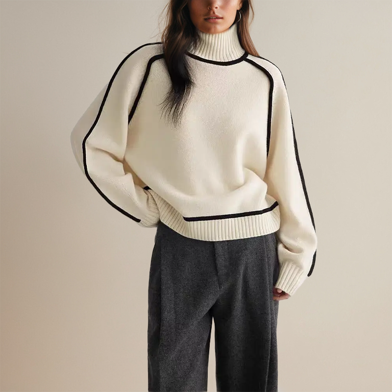 Cozy Striped Turtleneck Sweater for Women
