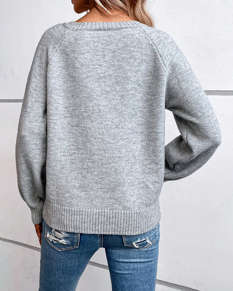 Solid Color Long Sleeve Sweater