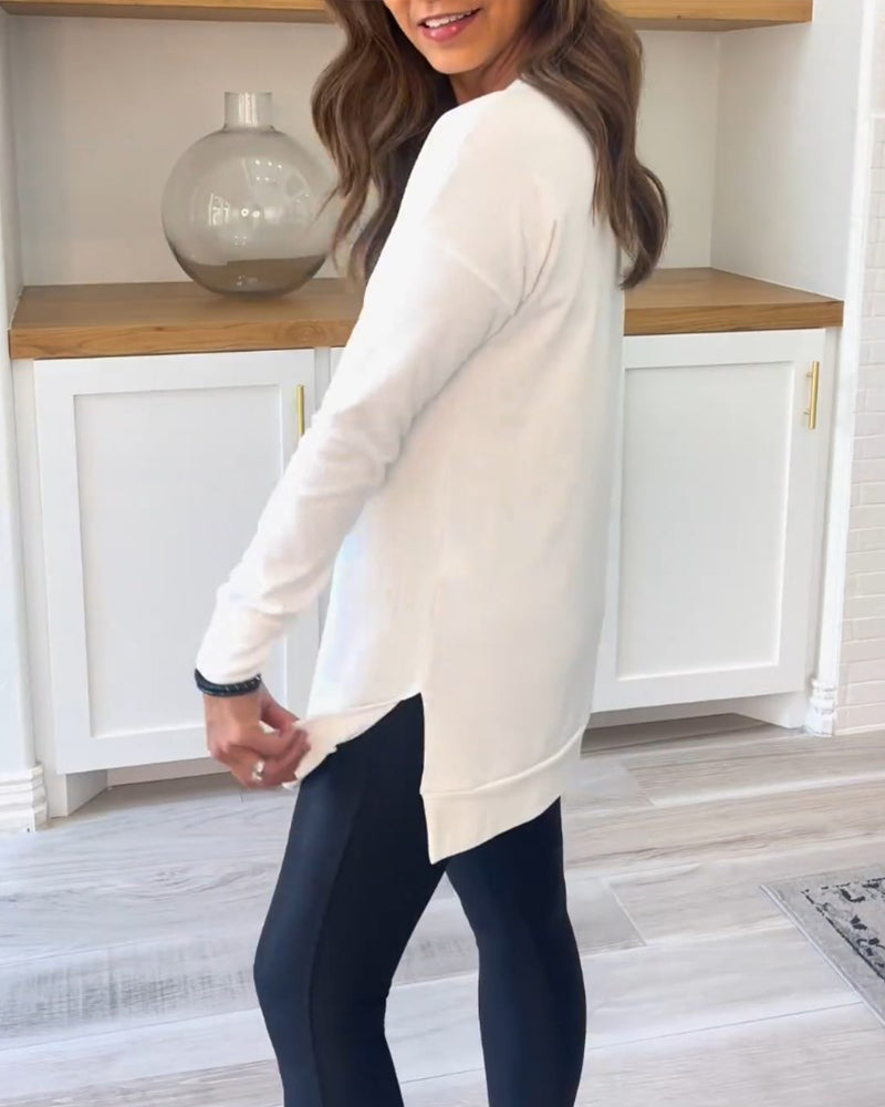 Classic Long Sleeve Plain Sweatshirt
