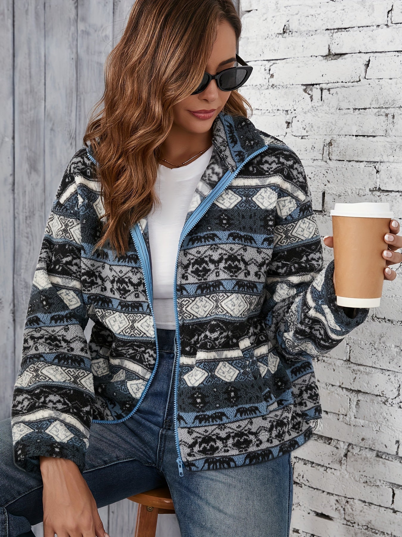 Eline | Tribal Print Fleece Jacket