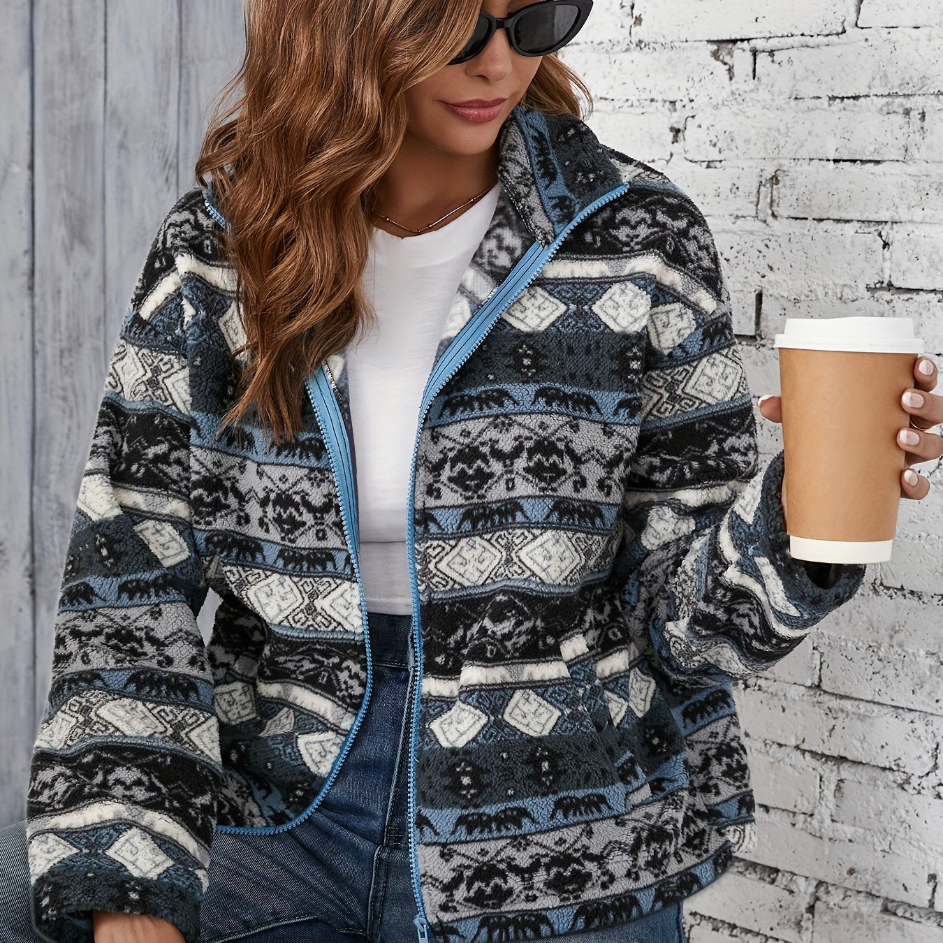 Eline | Tribal Print Fleece Jacket