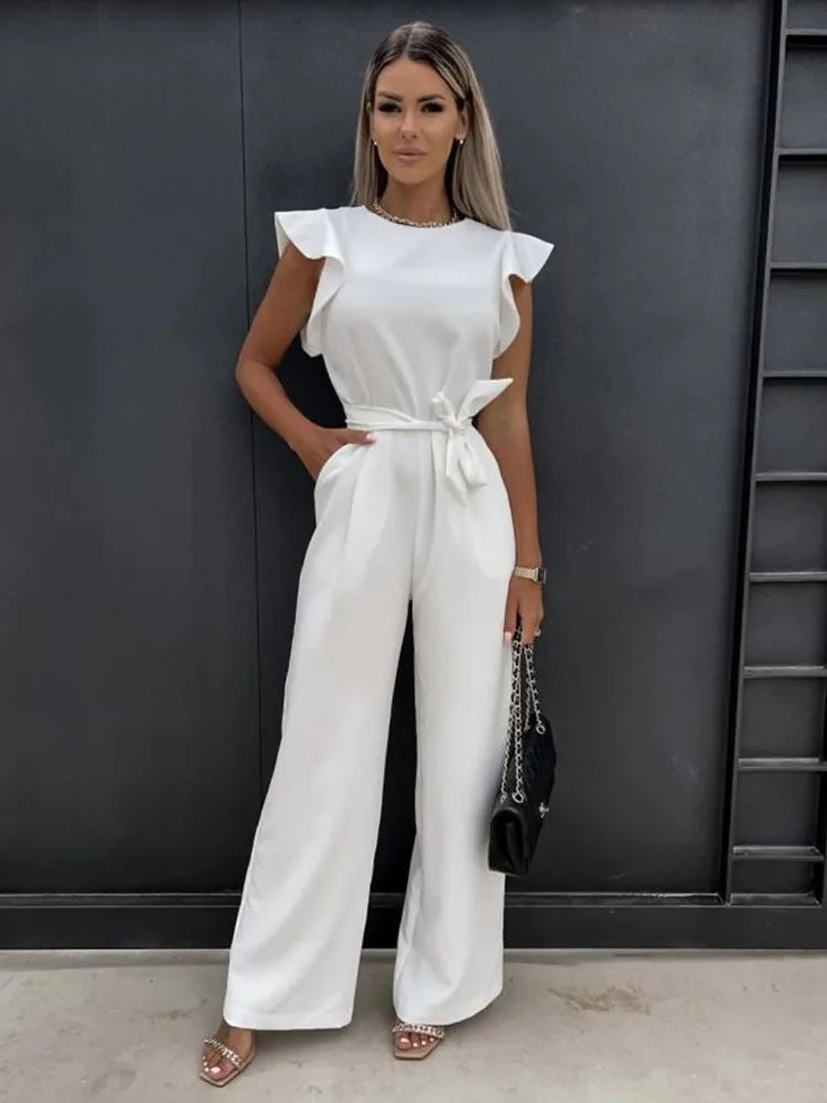 Eline | Ruffled Sleeve Jumpsuit with Belt