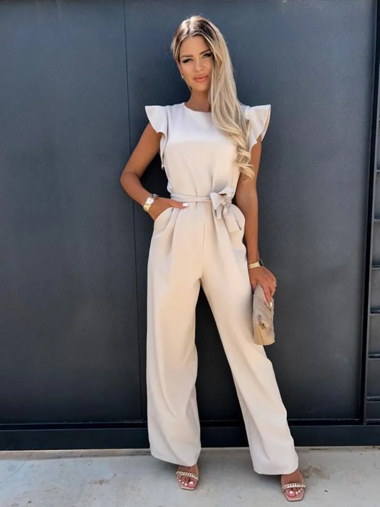 Eline | Ruffled Sleeve Jumpsuit with Belt
