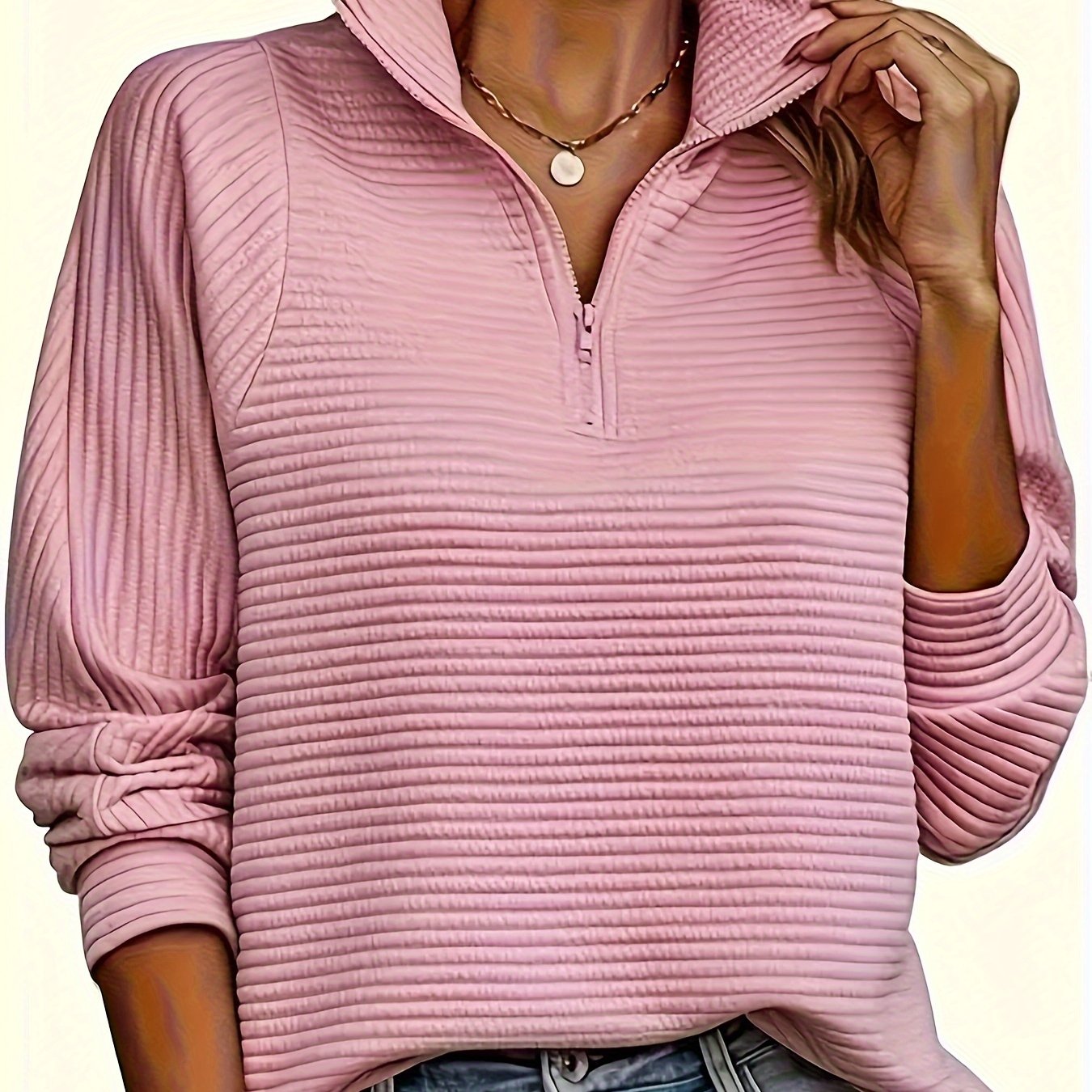 Elise | Textured Long Sleeve Casual Sweatshirt