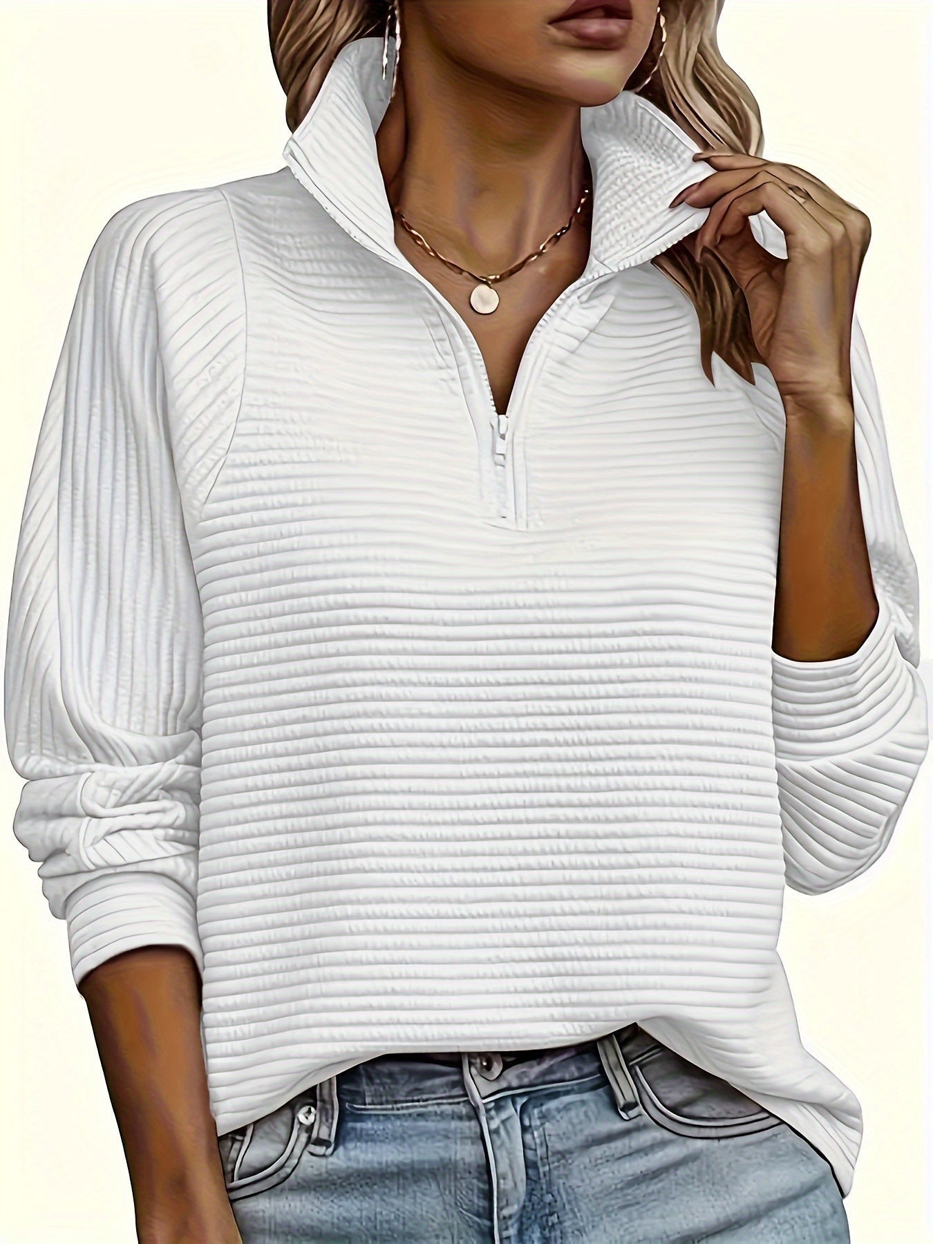 Elise | Textured Long Sleeve Casual Sweatshirt