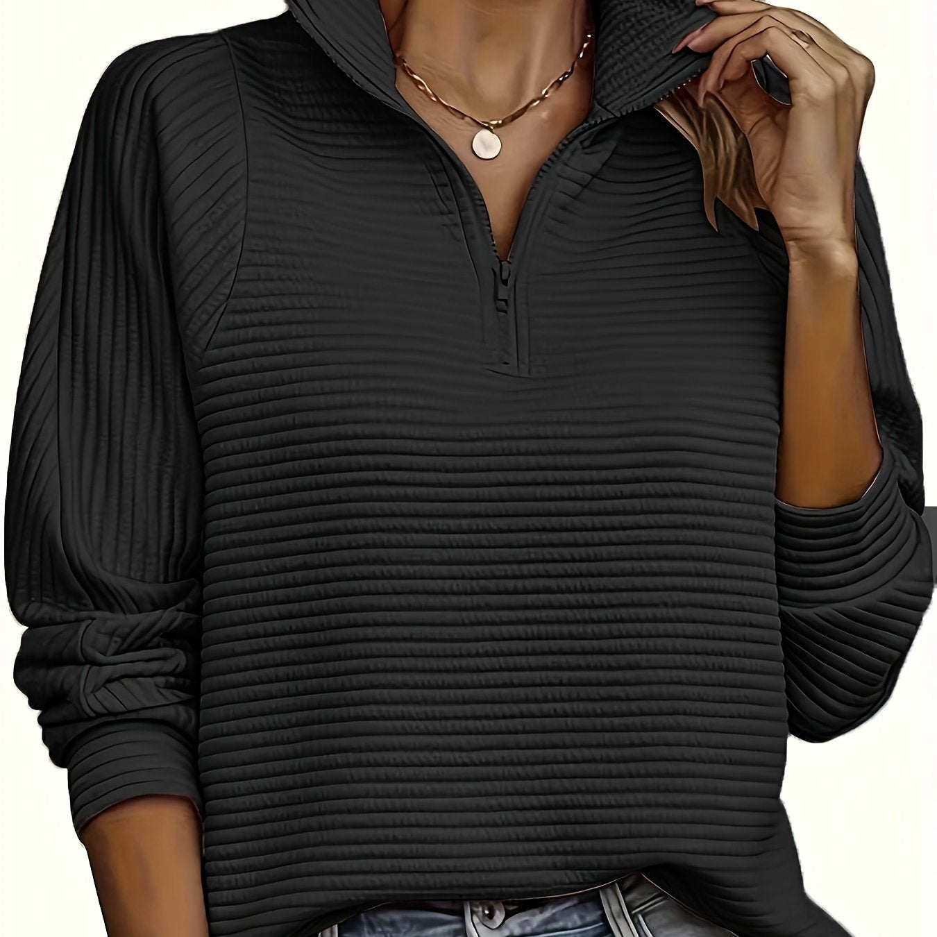 Elise | Textured Long Sleeve Casual Sweatshirt