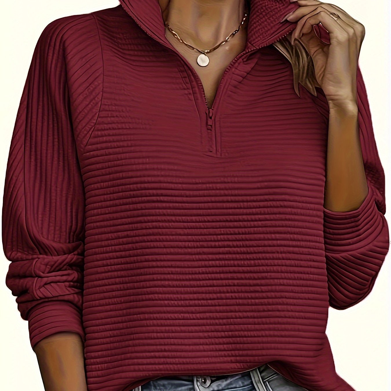 Elise | Textured Long Sleeve Casual Sweatshirt