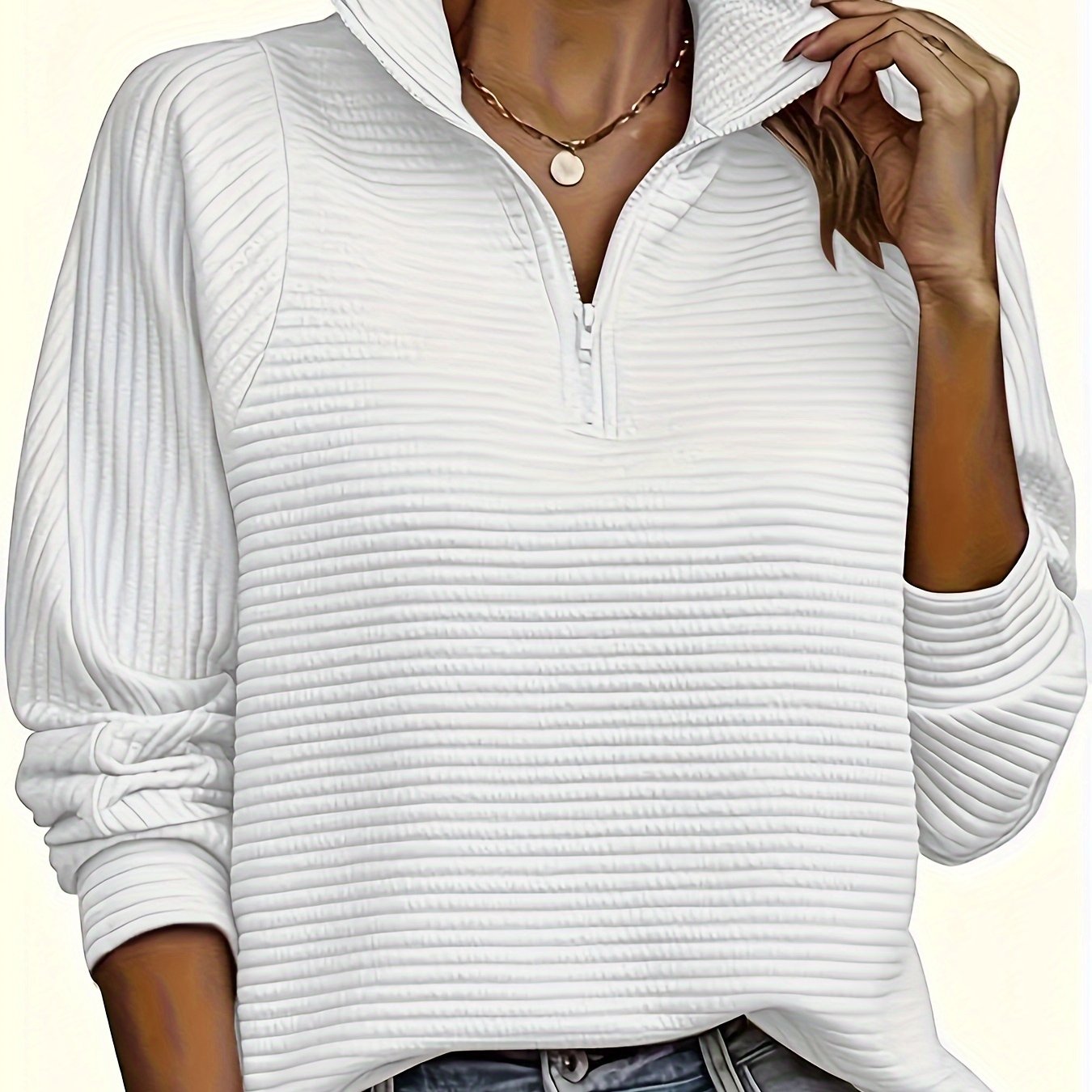 Elise | Textured Long Sleeve Casual Sweatshirt