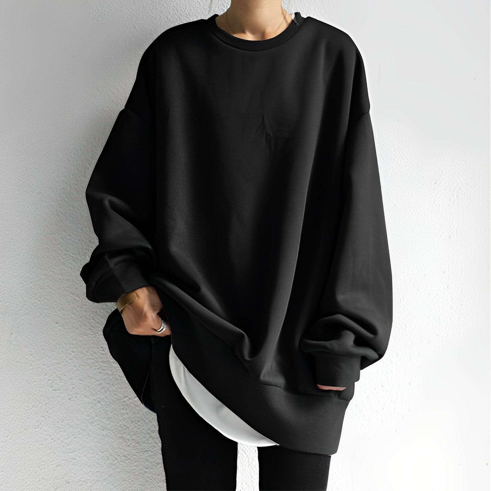 Plus-Size Women's Round Neck Long Sleeve Sweatshirt