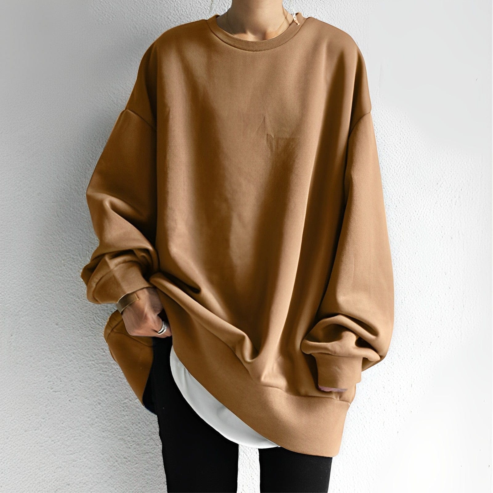 Plus-Size Women's Round Neck Long Sleeve Sweatshirt