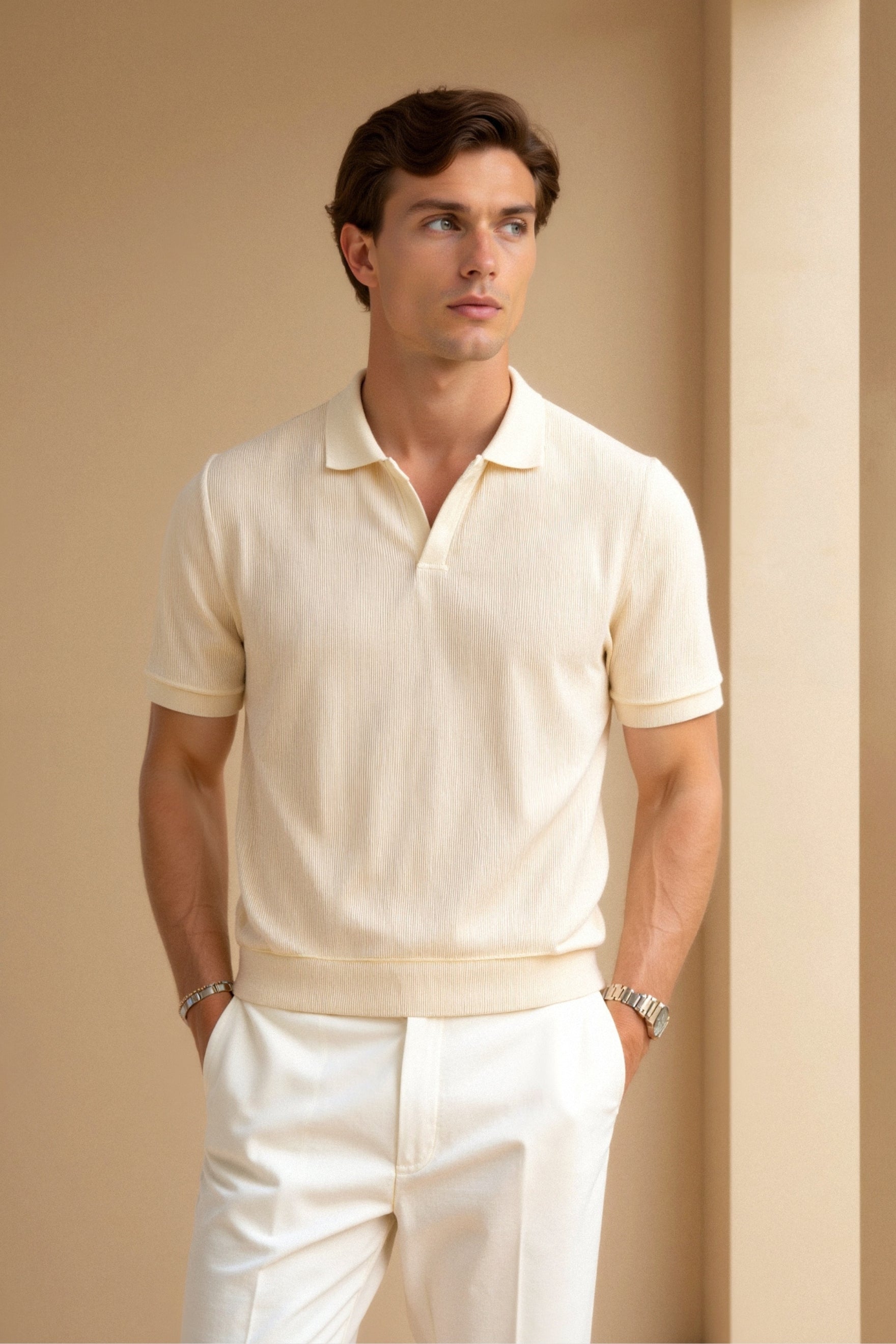 Emil | Textured Wool Polo T-Shirt