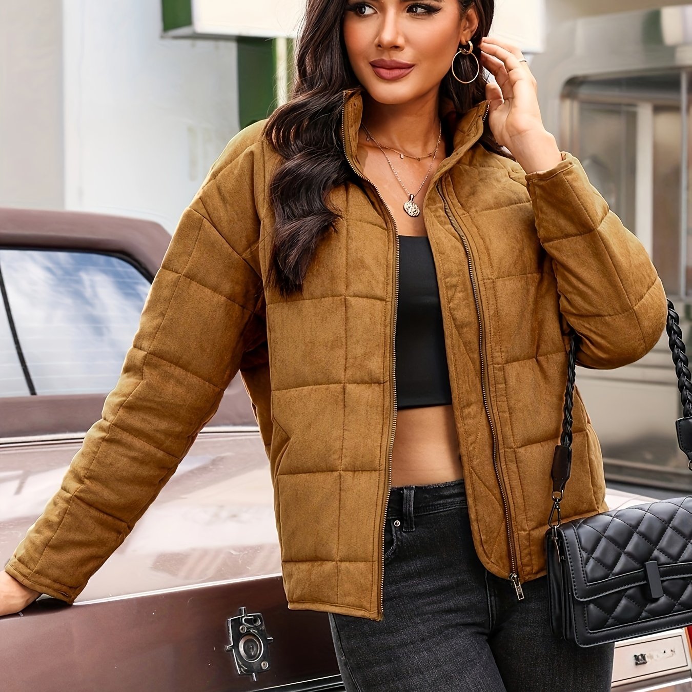 Emma | Stylish Check Pattern Windproof Jacket with Easy Padding