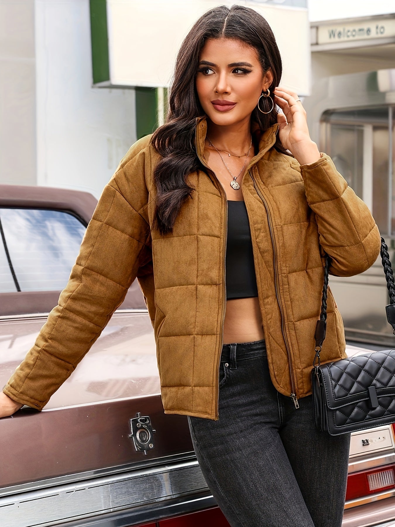 Emma | Stylish Check Pattern Windproof Jacket with Easy Padding