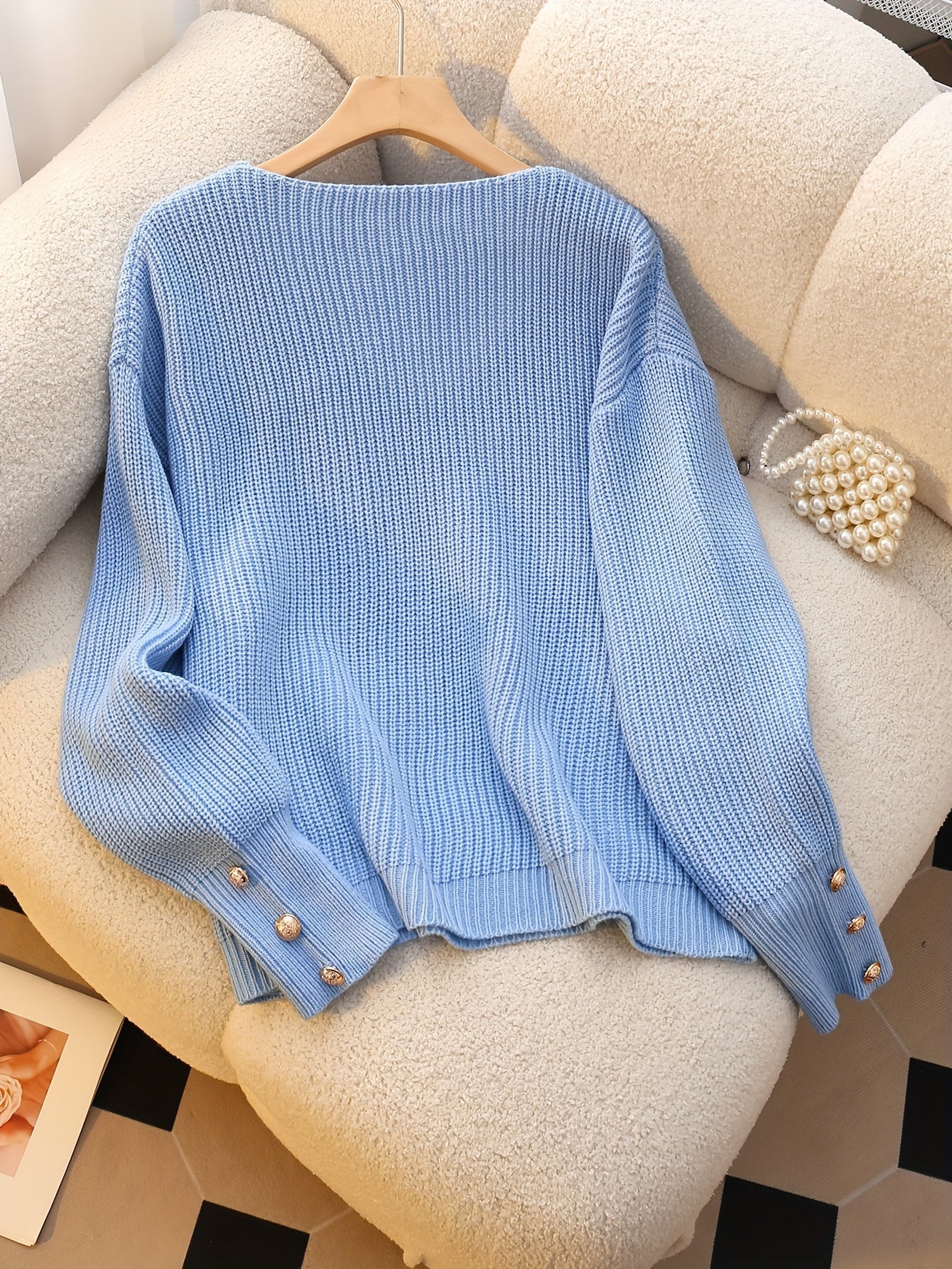 Emma | Stylish V-Neck Knit Sweater with Long Sleeves