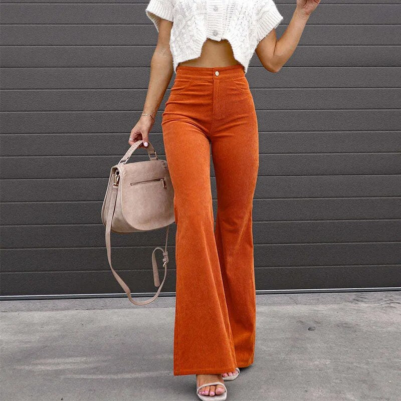 Erika | Women's High-Waisted Vintage Corduroy Trousers