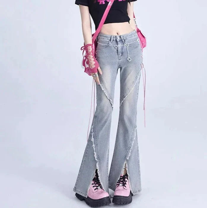 Esmée | Fun Jeans with Pink Fringe Details