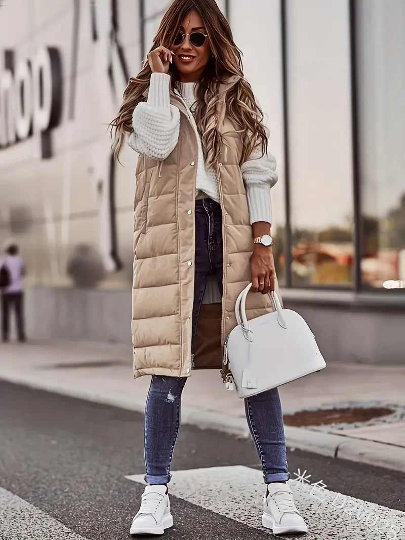 Women's Hooded Puffer Gilet with Zip Pockets