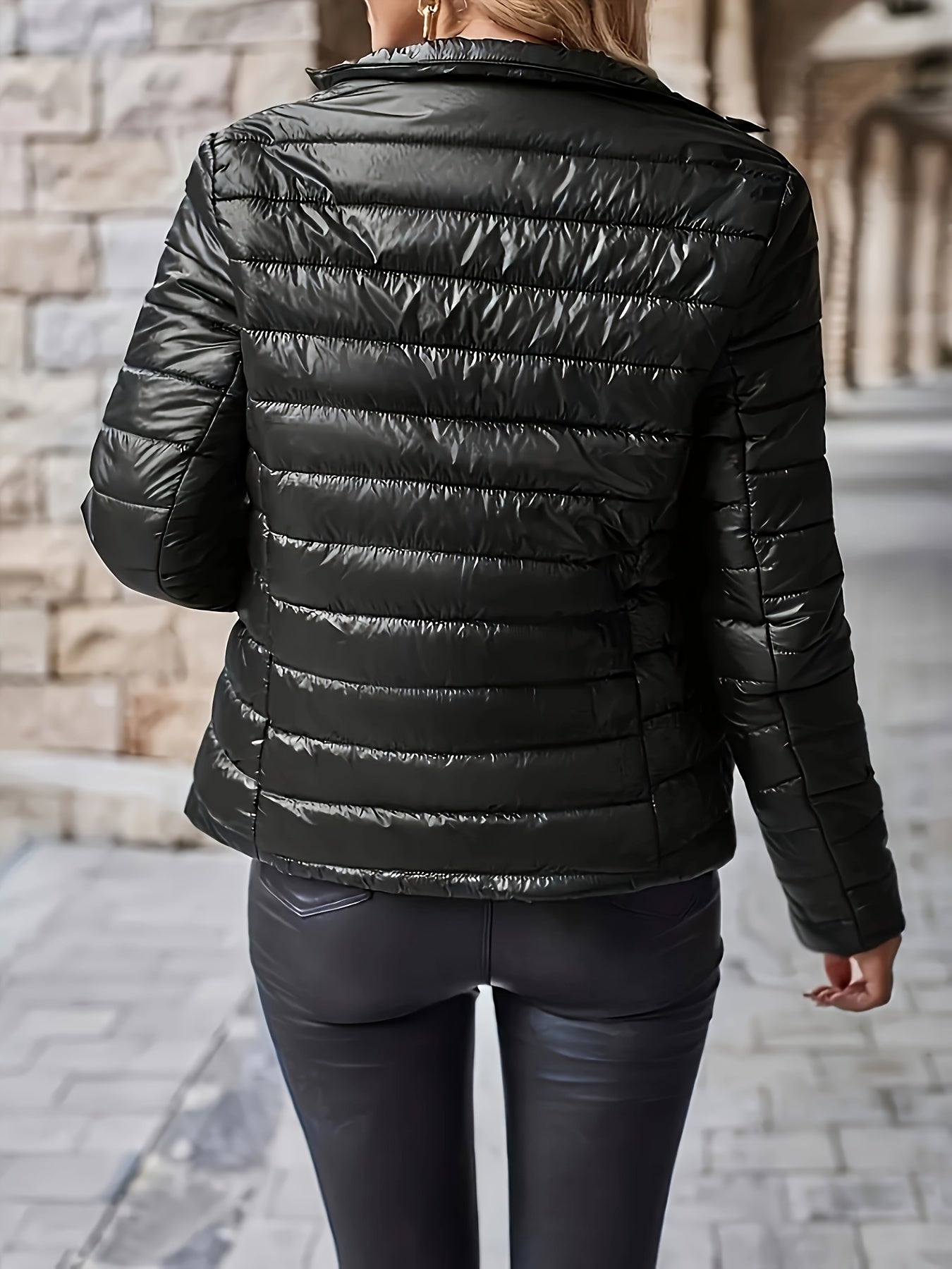 Femke | Stylish Polyamide Puffer Jacket with Stand-Up Collar and Pockets