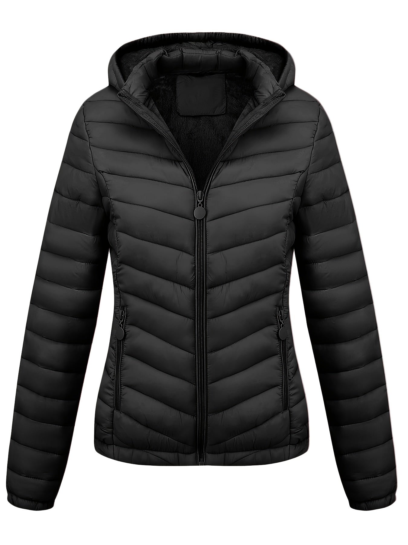 Fien | Angled Pocket Quilted Puffy Hoodie Jacket