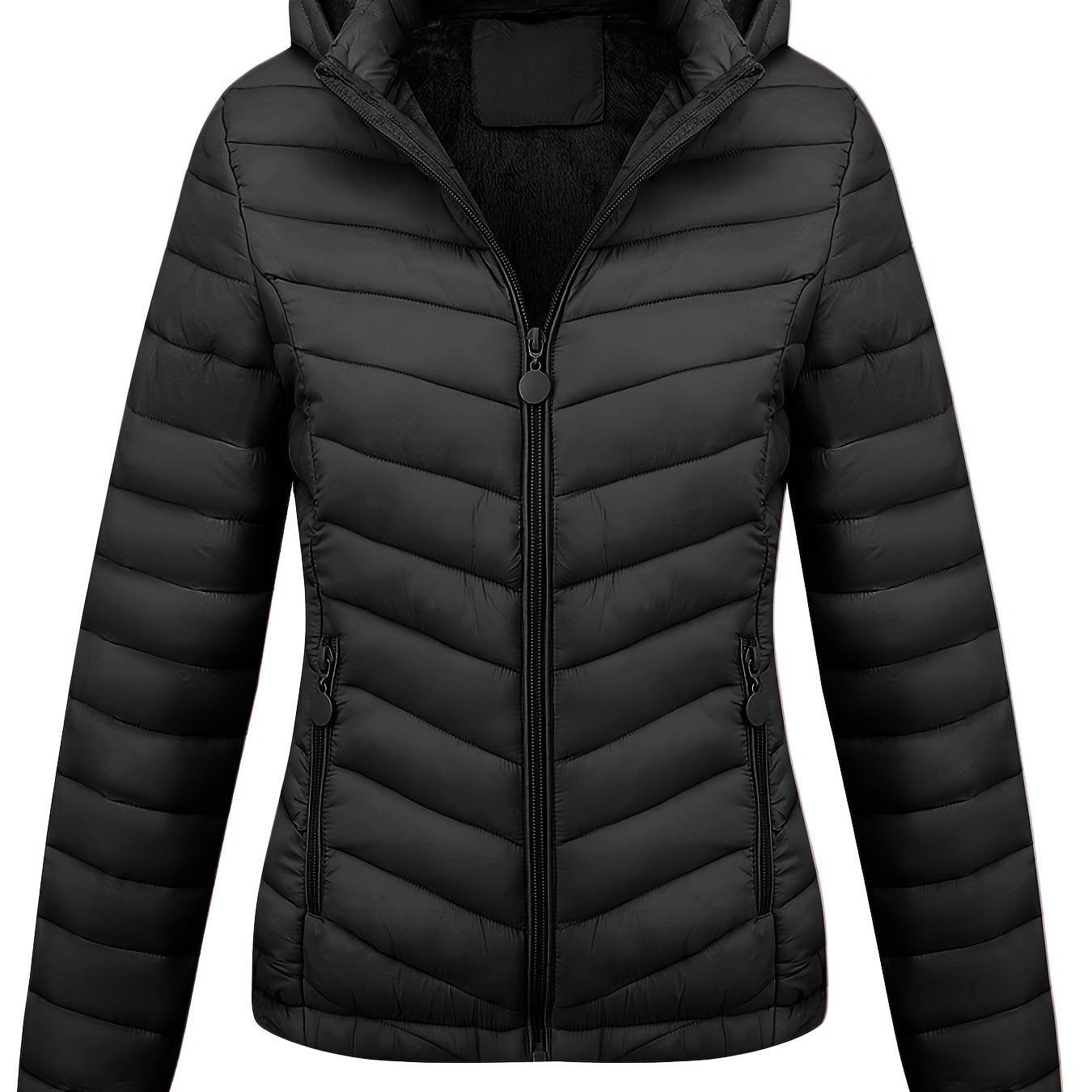 Fien | Angled Pocket Quilted Puffy Hoodie Jacket