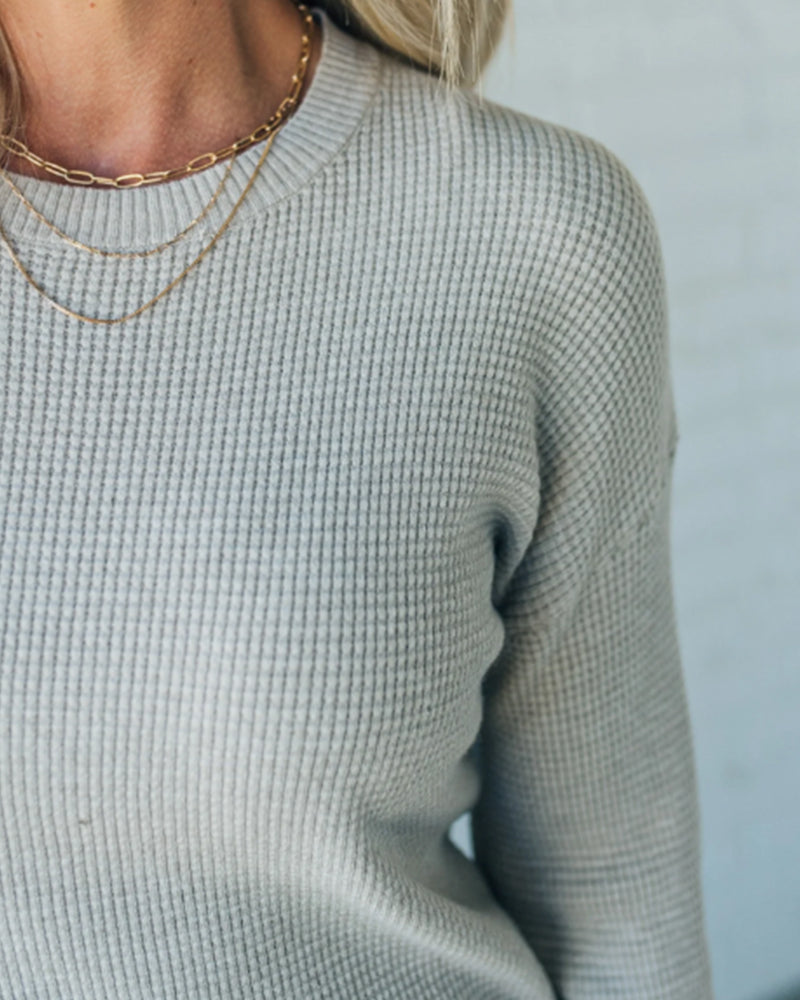 Solid Color Knit Sweatshirt