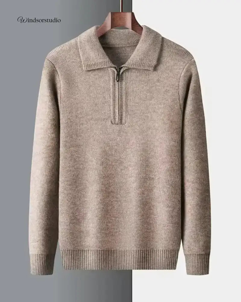 Gstaad Quarter-Zip Cashmere Sweater Beige / M