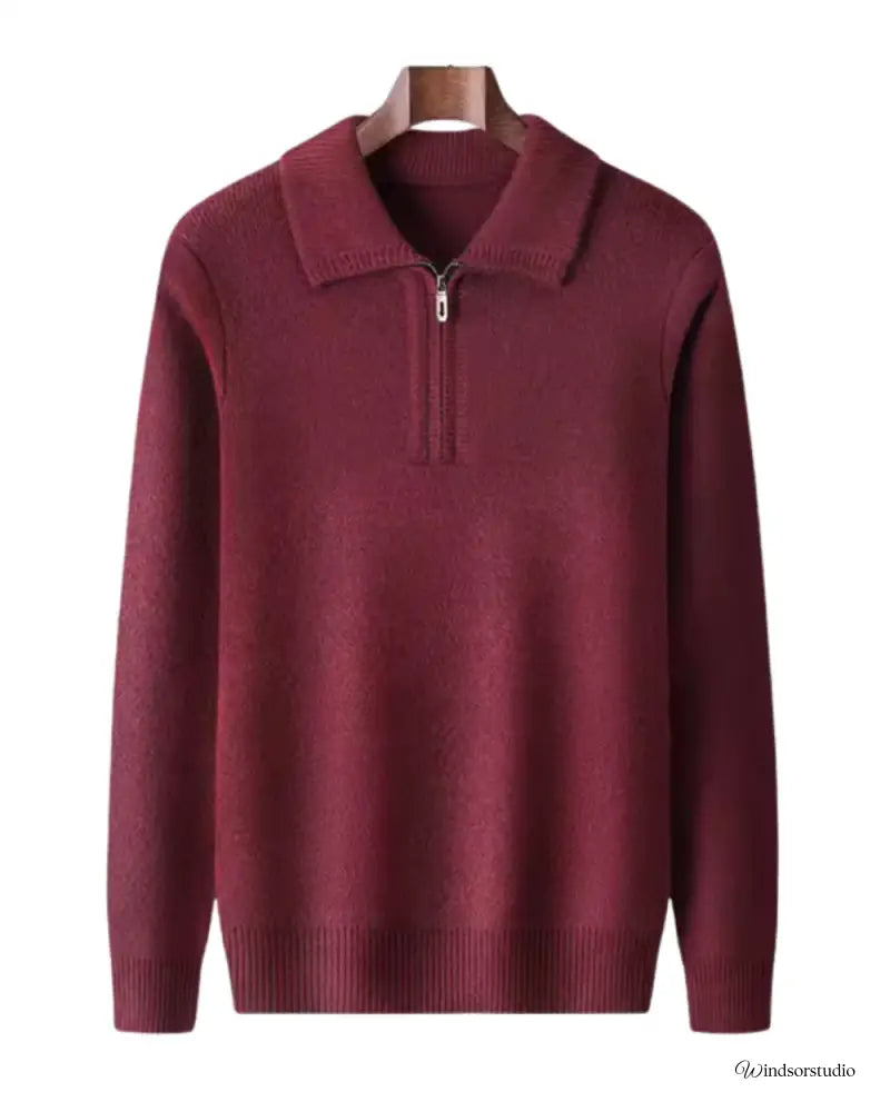 Gstaad Quarter-Zip Cashmere Sweater Burgundy / M