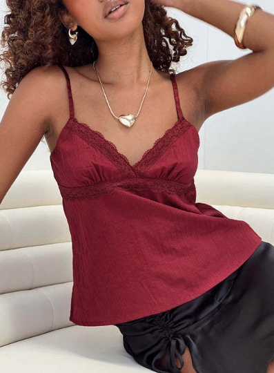 Marit - Lace-Trimmed Pleated Top