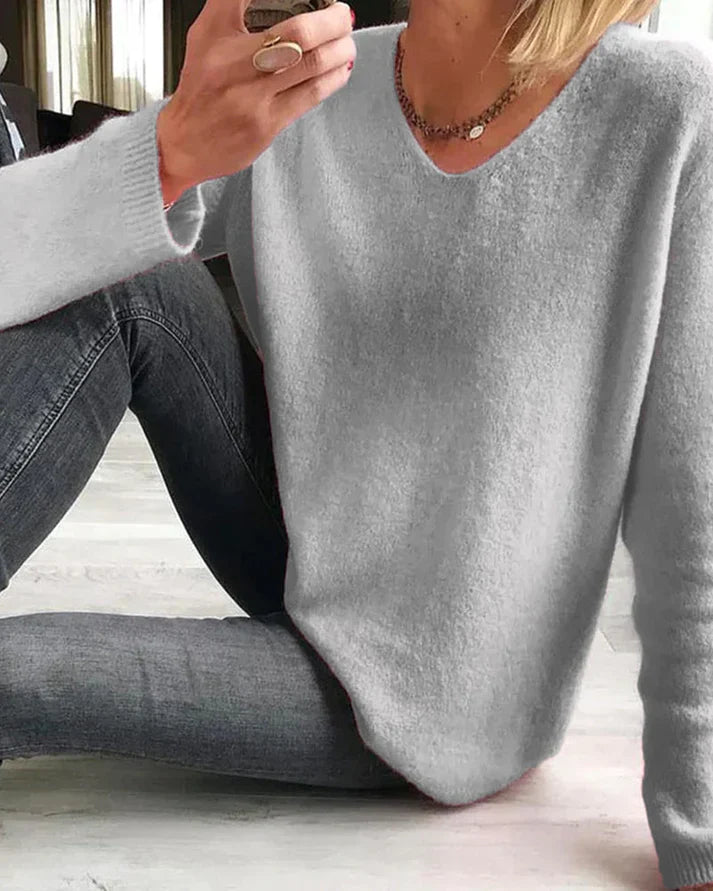Lightweight V-Neck Long Sleeve Sweater for Women