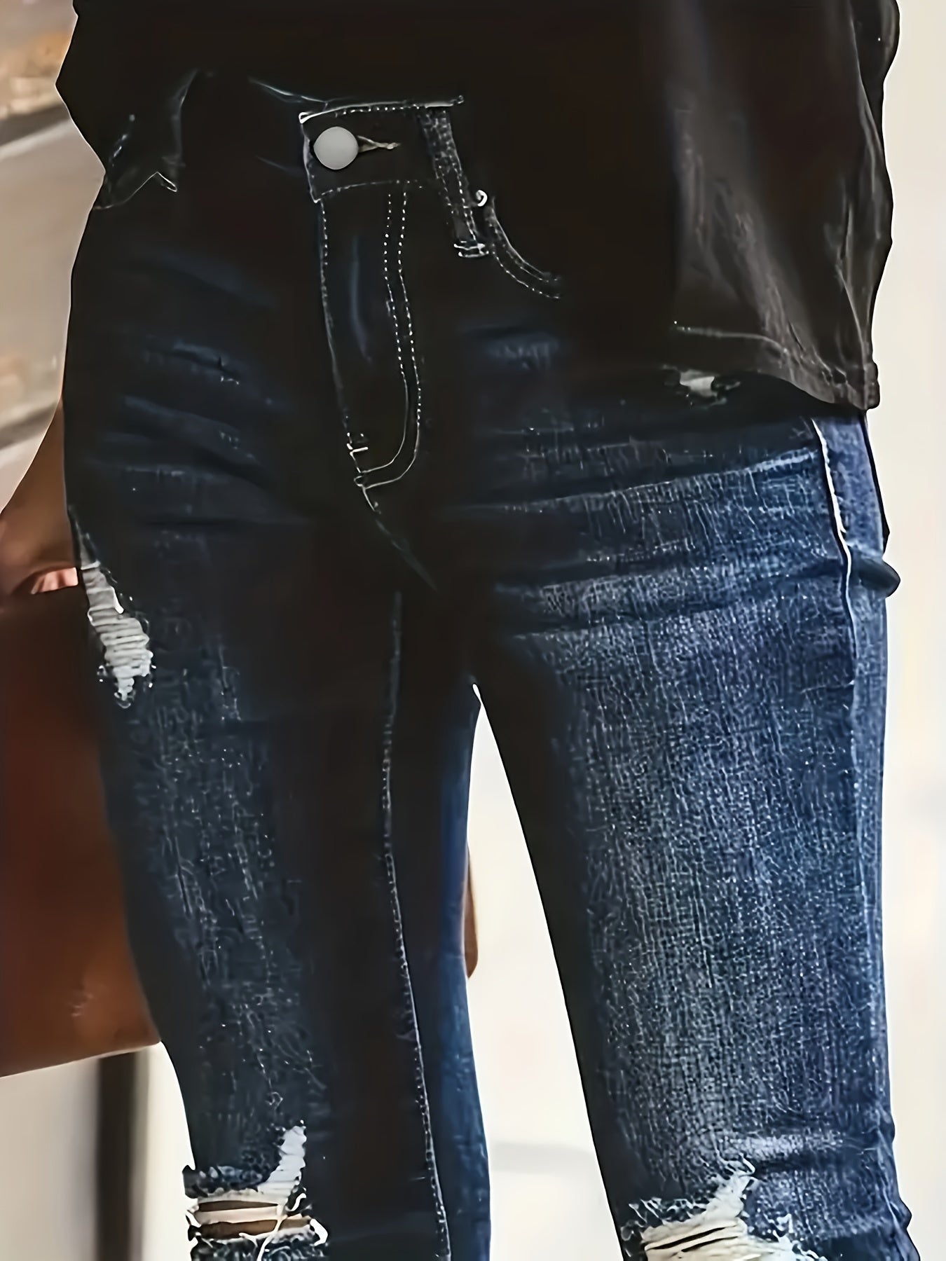 Jasmijn | Blue Vintage-Inspired Distressed Skinny Jeans