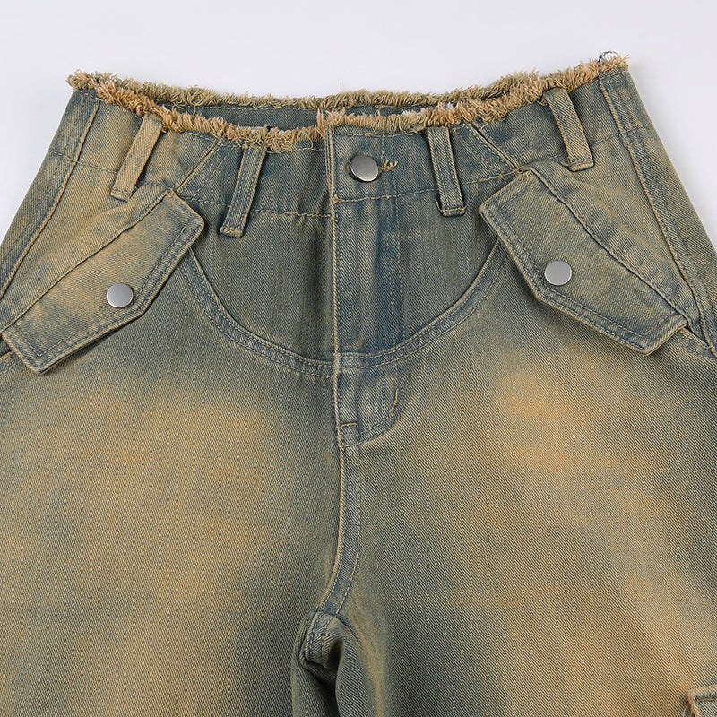 Jeanne | Women's Distressed Cargo Jeans