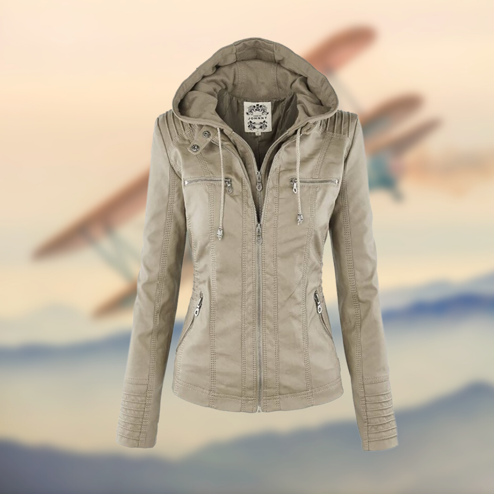 Karolina | Chic and Distinctive Women's Leather Jacket with Zip