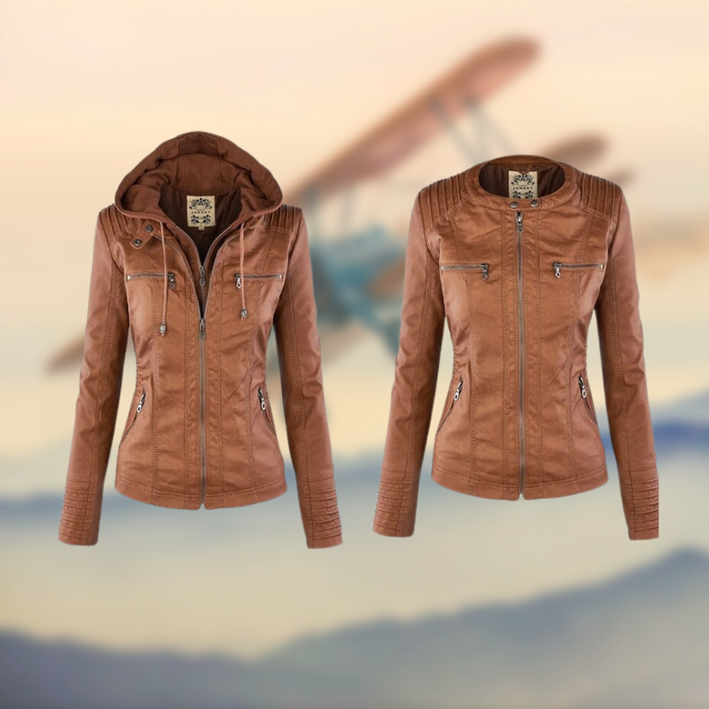 Karolina | Chic and Distinctive Women's Leather Jacket with Zip
