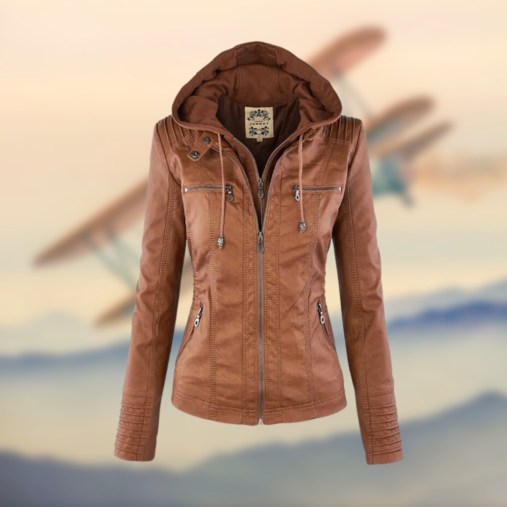 Karolina | Chic and Distinctive Women's Leather Jacket with Zip