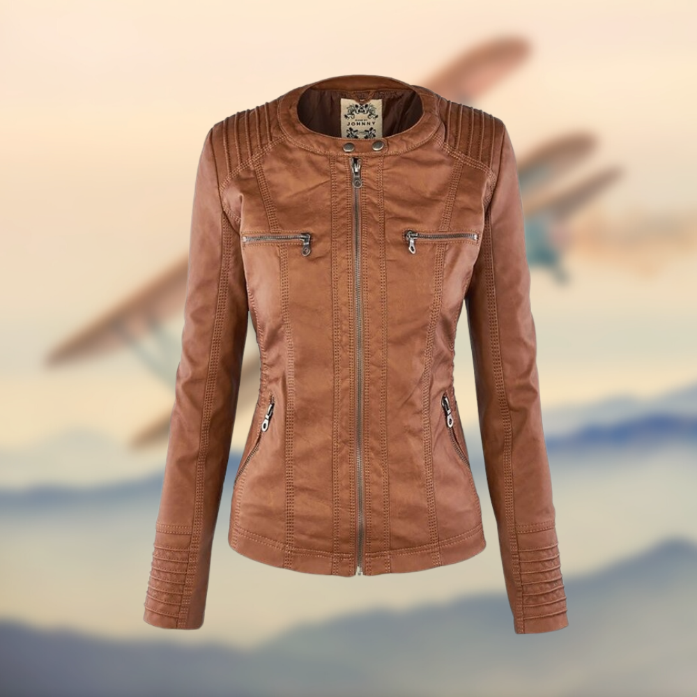 Karolina | Chic and Distinctive Women's Leather Jacket with Zip